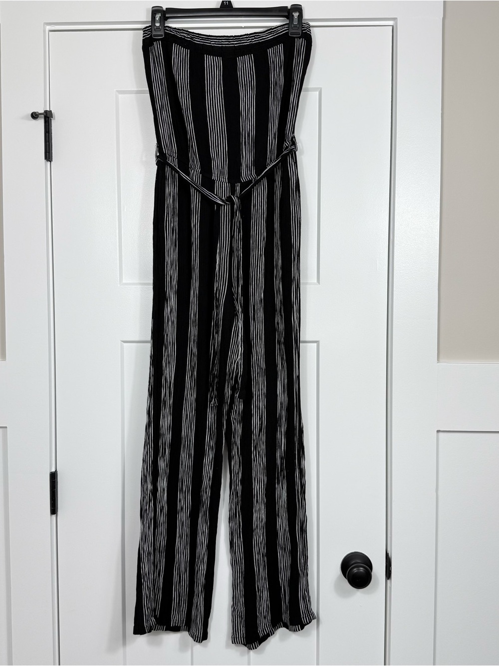 Fruits & Flower Black White Striped Jumpsuit Women’s Size Small